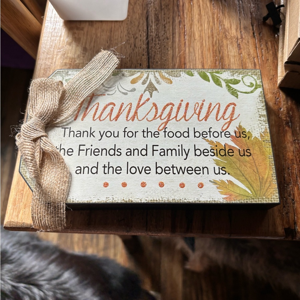 Thanksgiving Decorative Sign with Ribbon